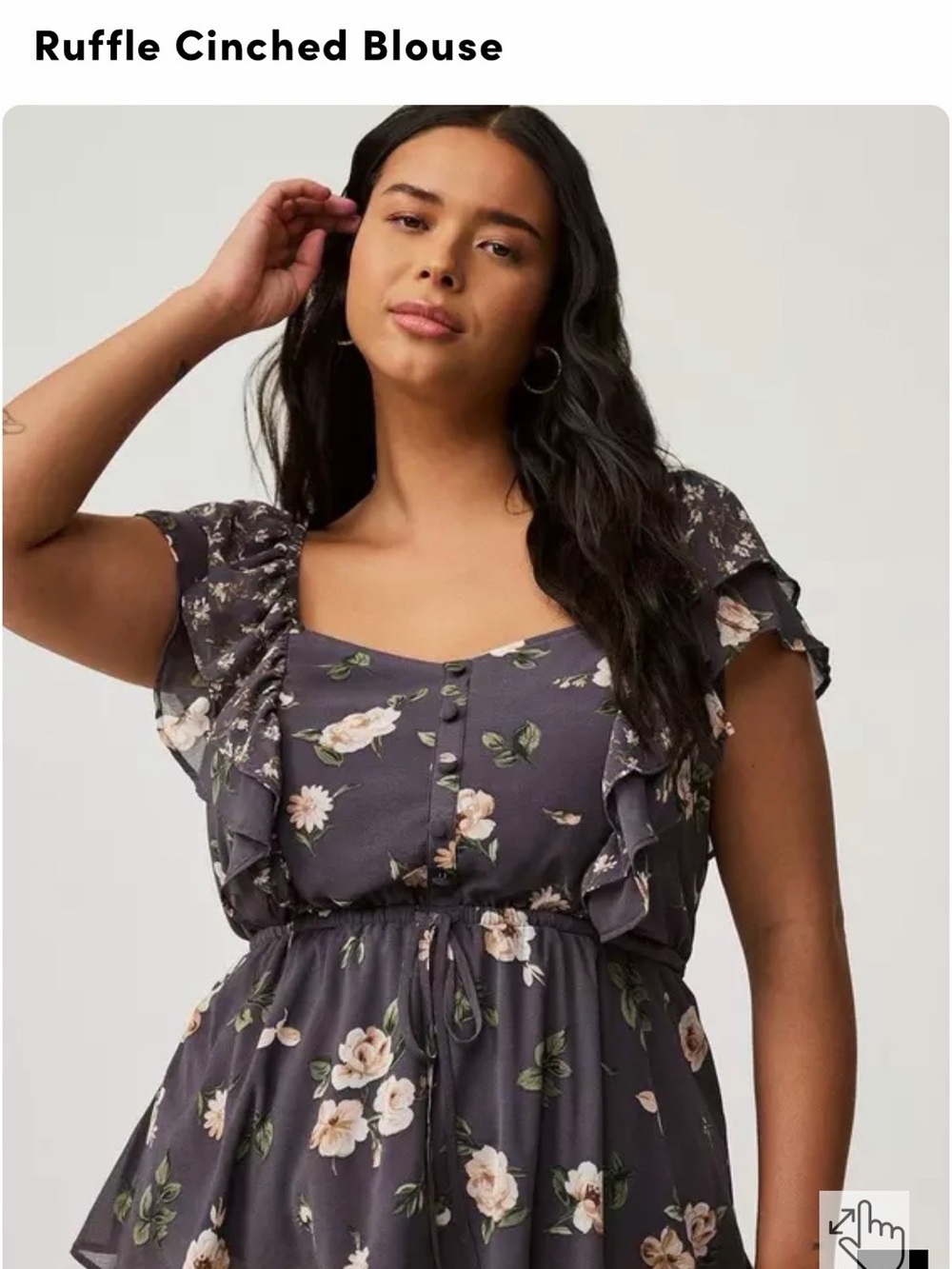 Torrid Grey Floral Fabric Top - Picture 4 of 5